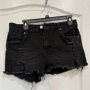 Charlotte Russe Frayed Black Jean Shorts